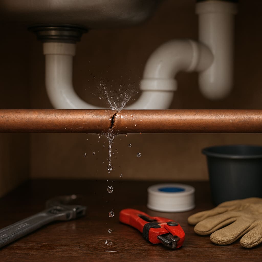 Rohrbruch unter Spüle