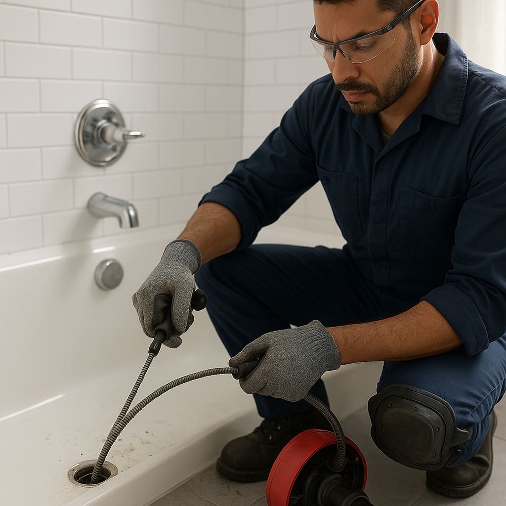 Abflussreinigung mit Spirale